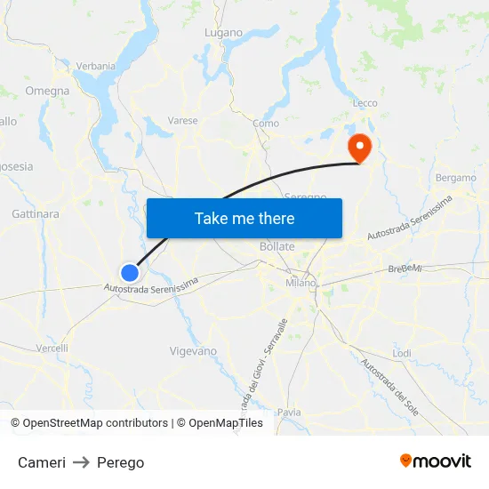Cameri to Perego map