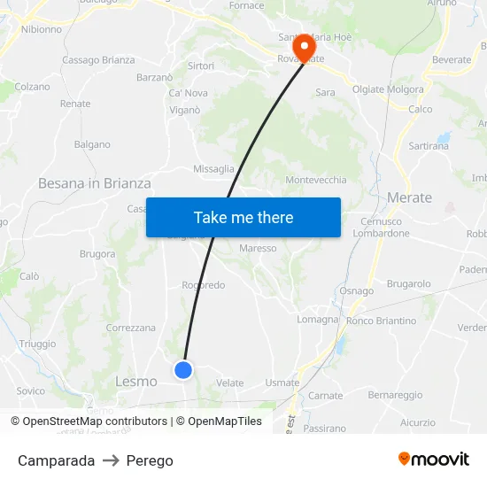 Camparada to Perego map