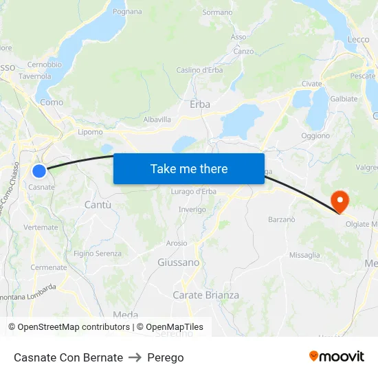 Casnate Con Bernate to Perego map