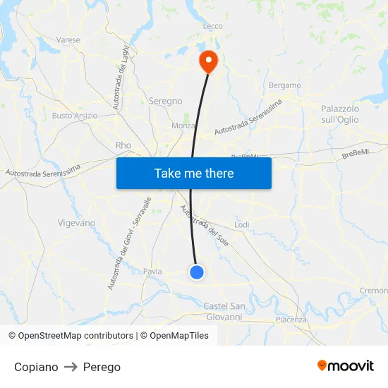 Copiano to Perego map