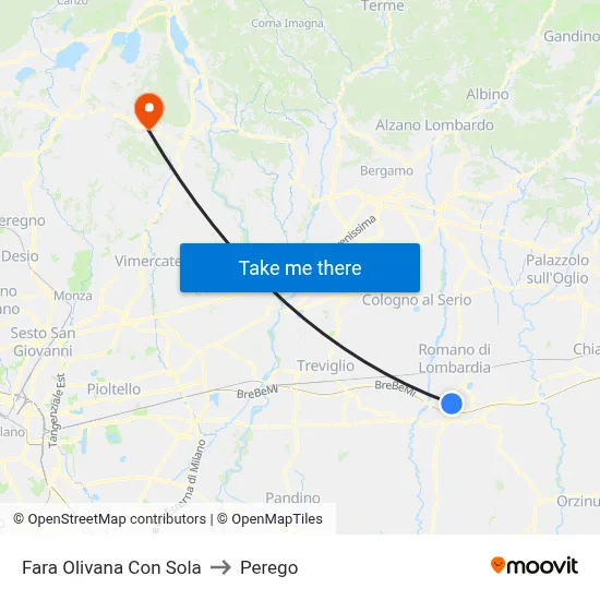 Fara Olivana Con Sola to Perego map