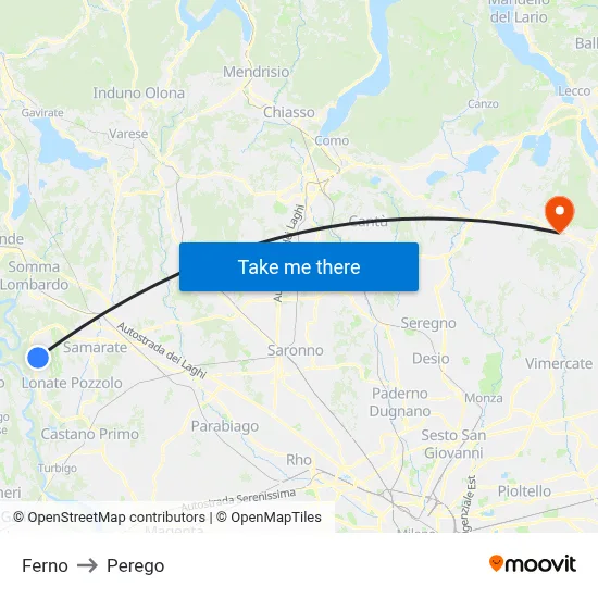 Ferno to Perego map
