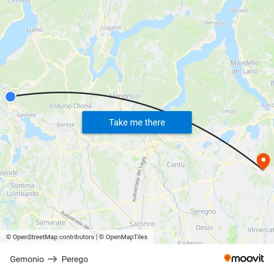 Gemonio to Perego map