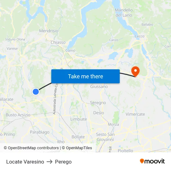 Locate Varesino to Perego map