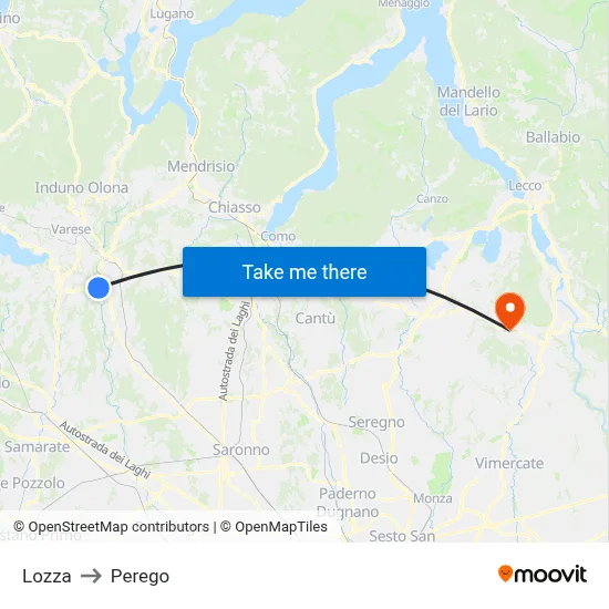 Lozza to Perego map