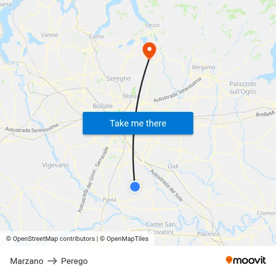 Marzano to Perego map