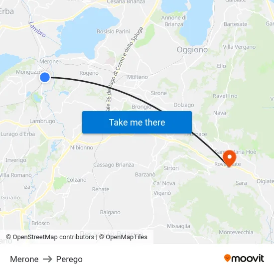 Merone to Perego map
