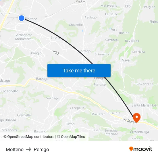 Molteno to Perego map