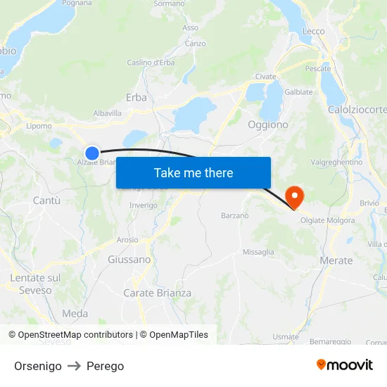 Orsenigo to Perego map