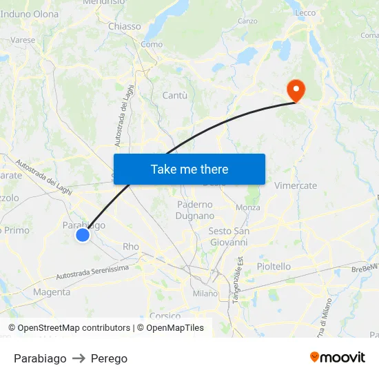 Parabiago to Perego map
