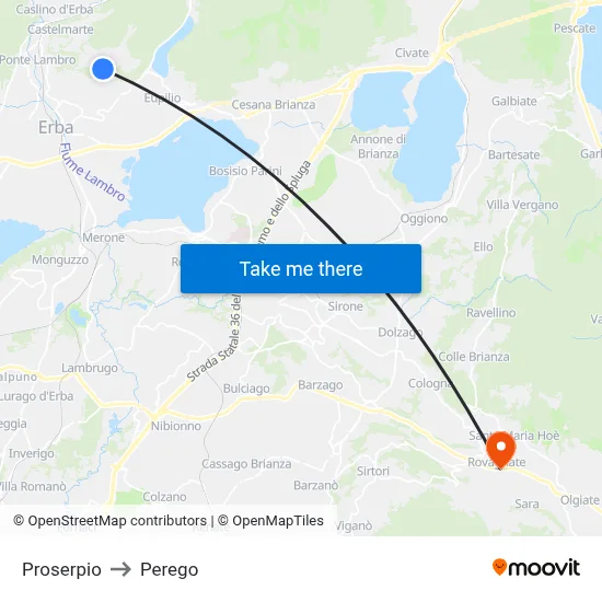 Proserpio to Perego map