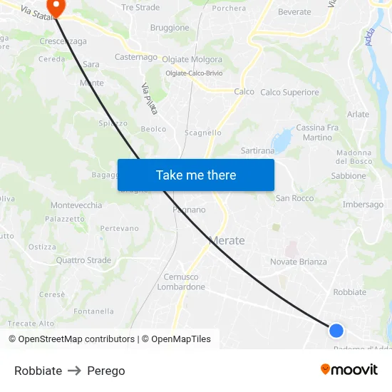 Robbiate to Perego map