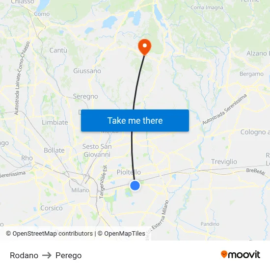 Rodano to Perego map