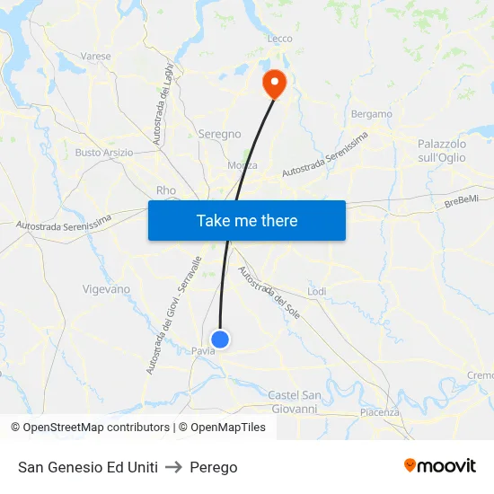 San Genesio Ed Uniti to Perego map