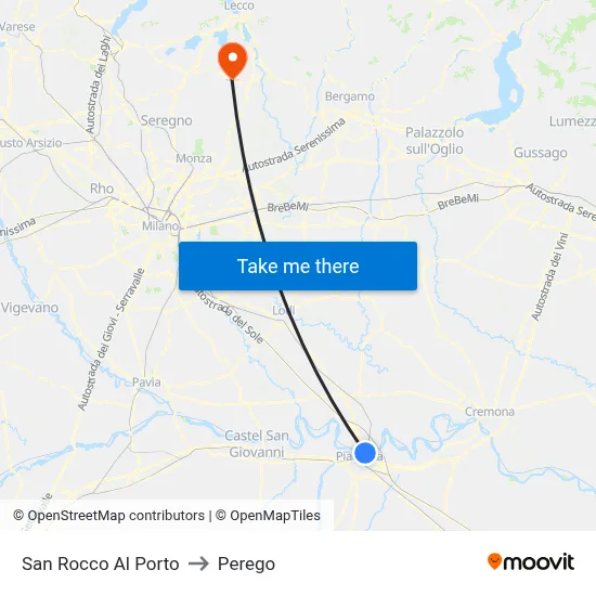 San Rocco Al Porto to Perego map