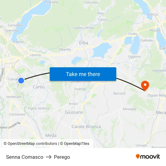 Senna Comasco to Perego map