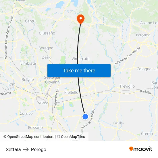 Settala to Perego map