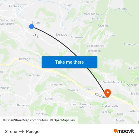 Sirone to Perego map