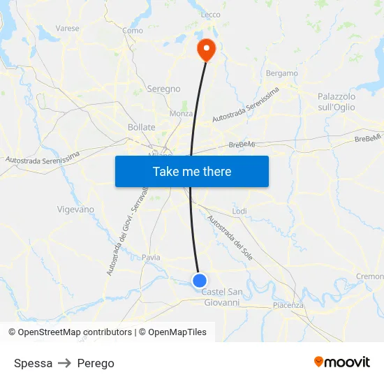 Spessa to Perego map