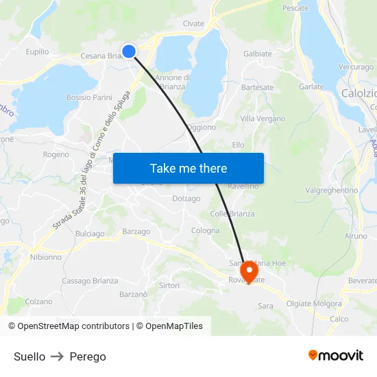 Suello to Perego map