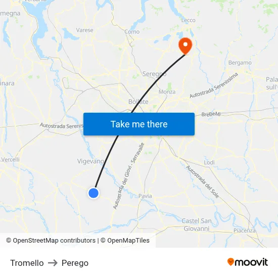 Tromello to Perego map