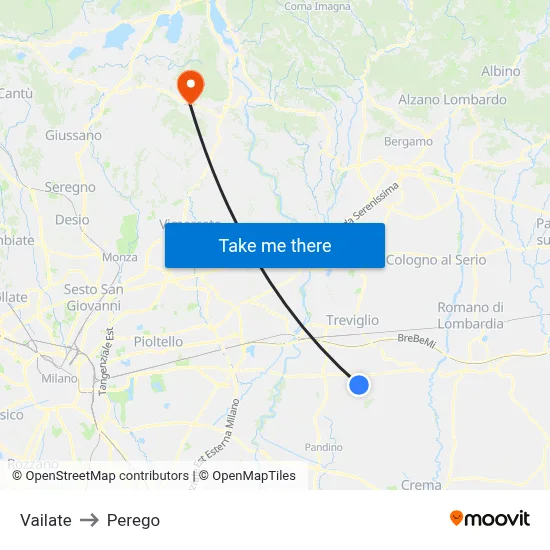 Vailate to Perego map