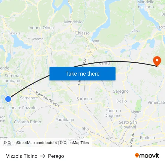 Vizzola Ticino to Perego map