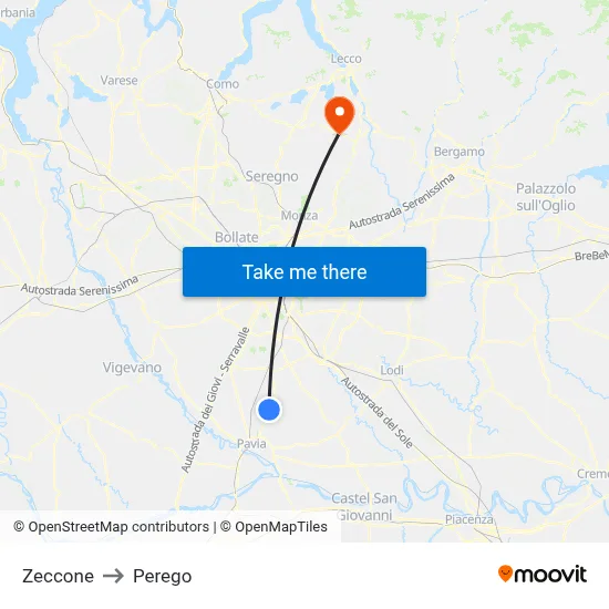 Zeccone to Perego map