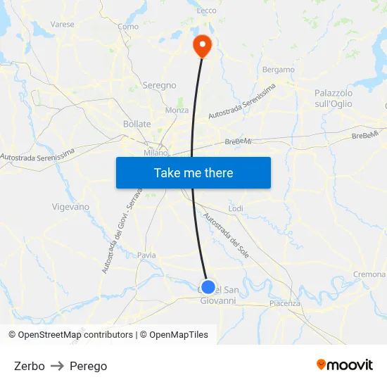 Zerbo to Perego map