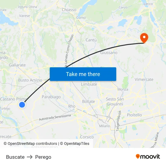 Buscate to Perego map