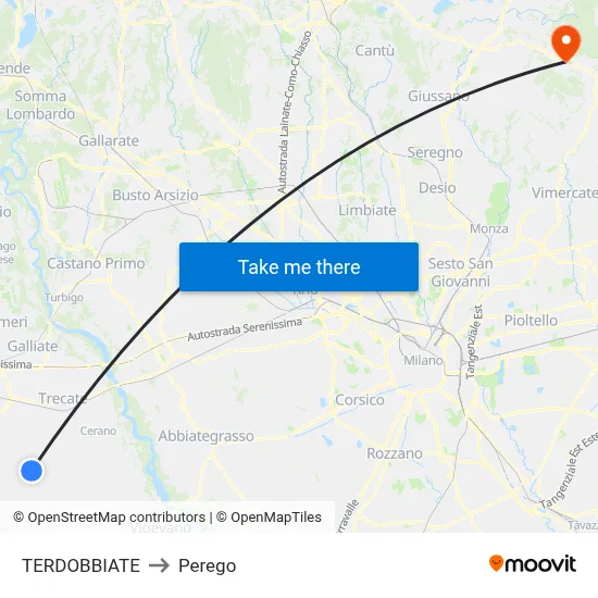 Terdobbiate to Perego map