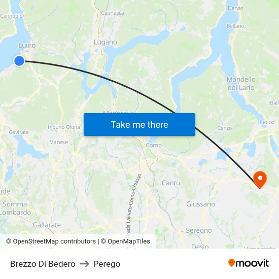 Brezzo Di Bedero to Perego map