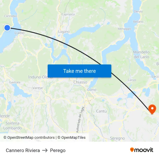 Cannero Riviera to Perego map