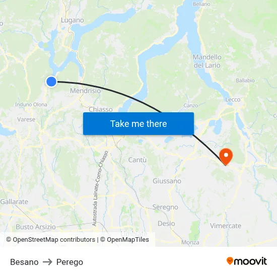 Besano to Perego map