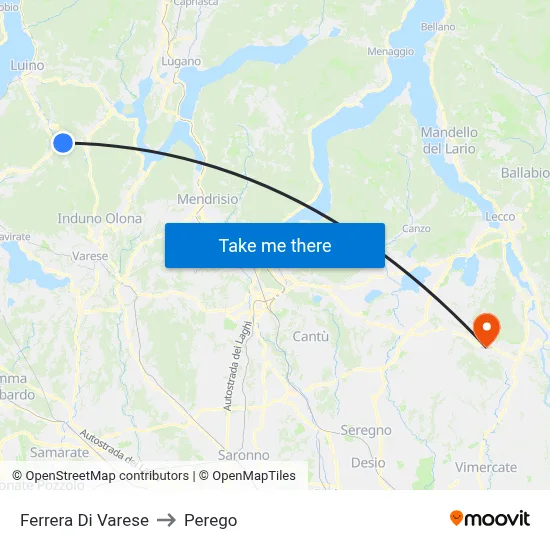 Ferrera Di Varese to Perego map