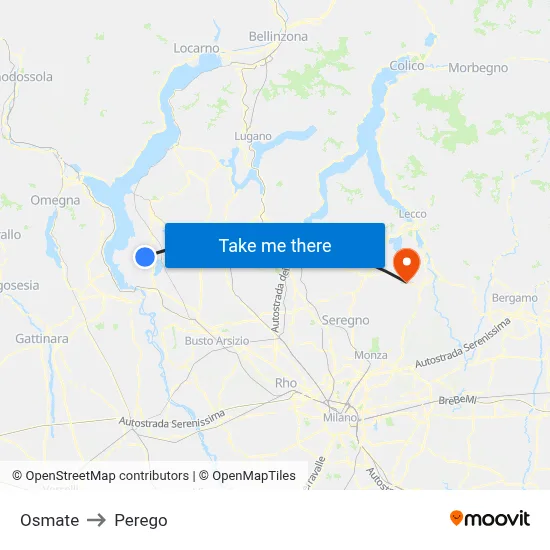 Osmate to Perego map