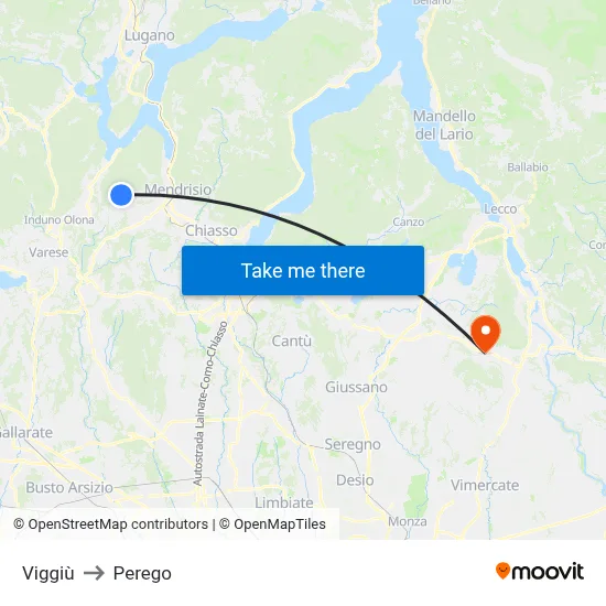 Viggiù to Perego map