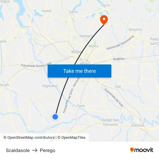 Scaldasole to Perego map