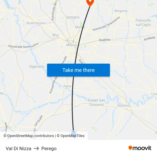 Val Di Nizza to Perego map