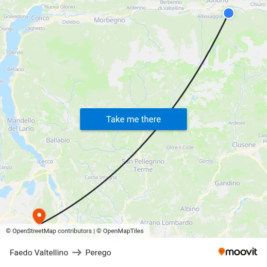 Faedo Valtellino to Perego map