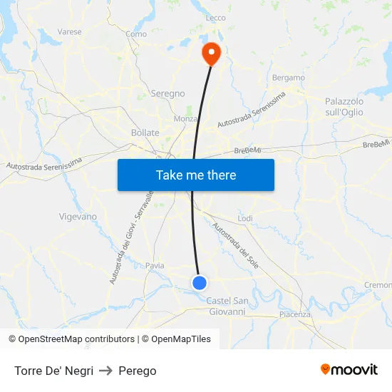 Torre De' Negri to Perego map