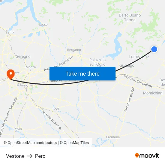 Vestone to Pero map