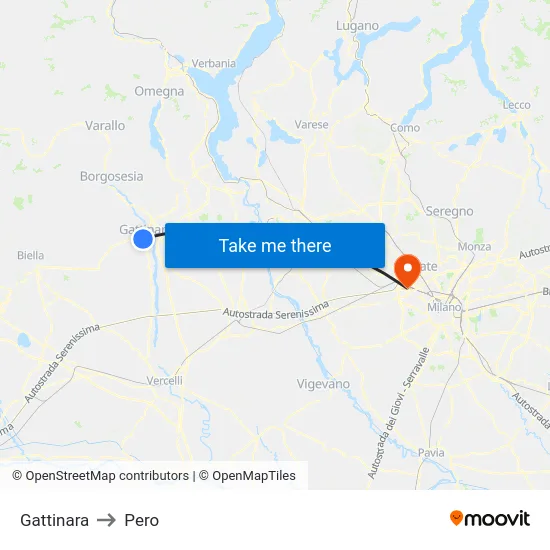 Gattinara to Pero map