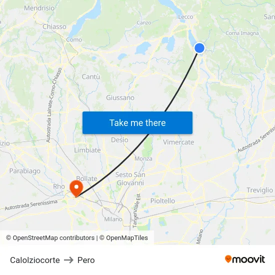 Calolziocorte to Pero map