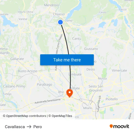 Cavallasca to Pero map