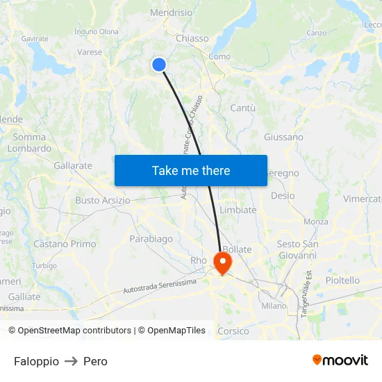 Faloppio to Pero map