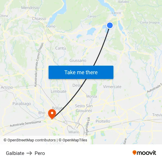 Galbiate to Pero map