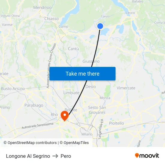 Longone Al Segrino to Pero map