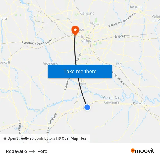 Redavalle to Pero map