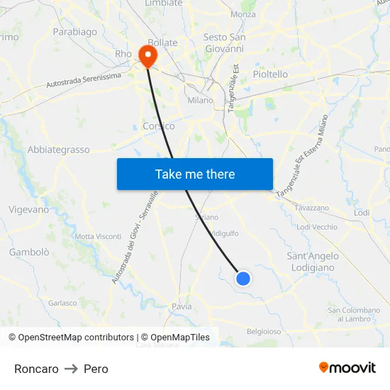 Roncaro to Pero map